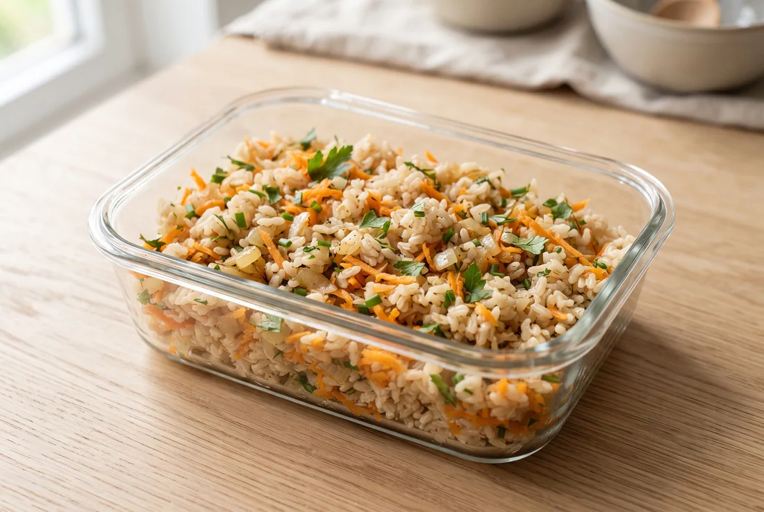 Arroz integral com cenoura e ervas